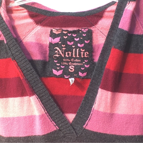 Striped Sweater Pink Striped Y2K Hoodie Sweater Y2K Sweater 10% Cashmere Sweater - Picture 3 of 7